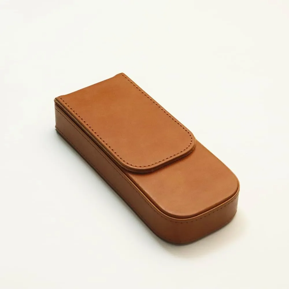 Leather Triple Pen Case Pencil Pouch Holder for Three Fountain Ballpoint Rollerball Pens and Pencils Gift Choice for Man/Woman/Office (brown)