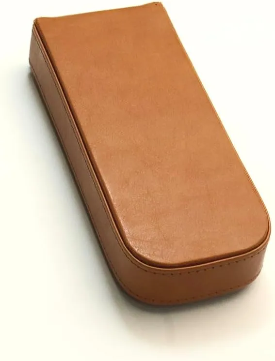 Leather Triple Pen Case Pencil Pouch Holder for Three Fountain Ballpoint Rollerball Pens and Pencils Gift Choice for Man/Woman/Office (brown)