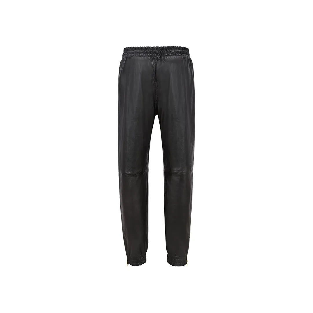 Leather Trousers Black Napa Sweat Track Pant
