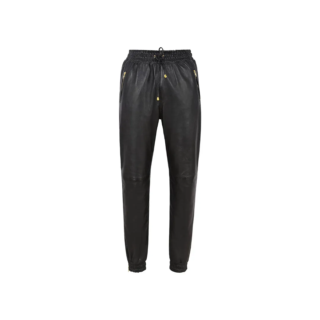 Leather Trousers Black Napa Sweat Track Pant