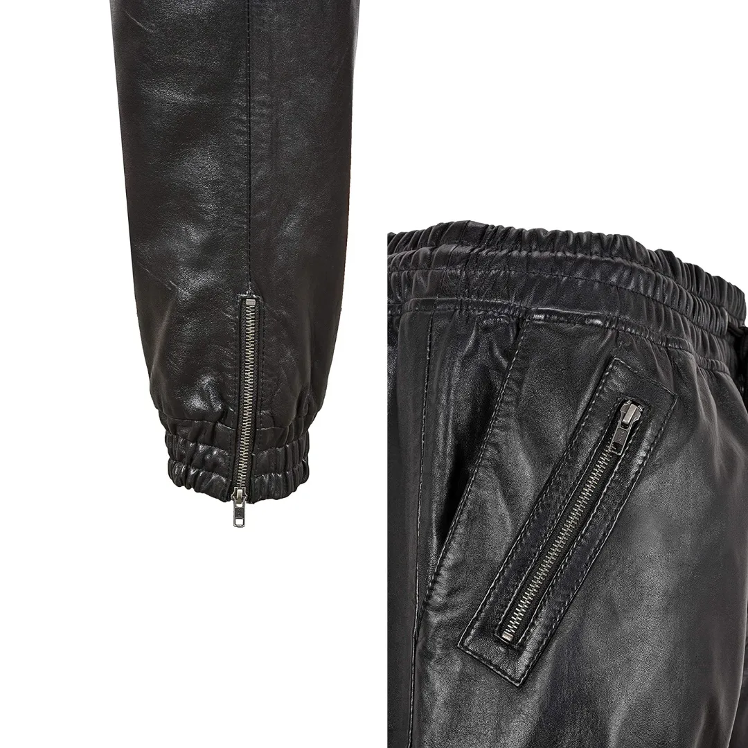 Leather Trousers Quilted Track Pants