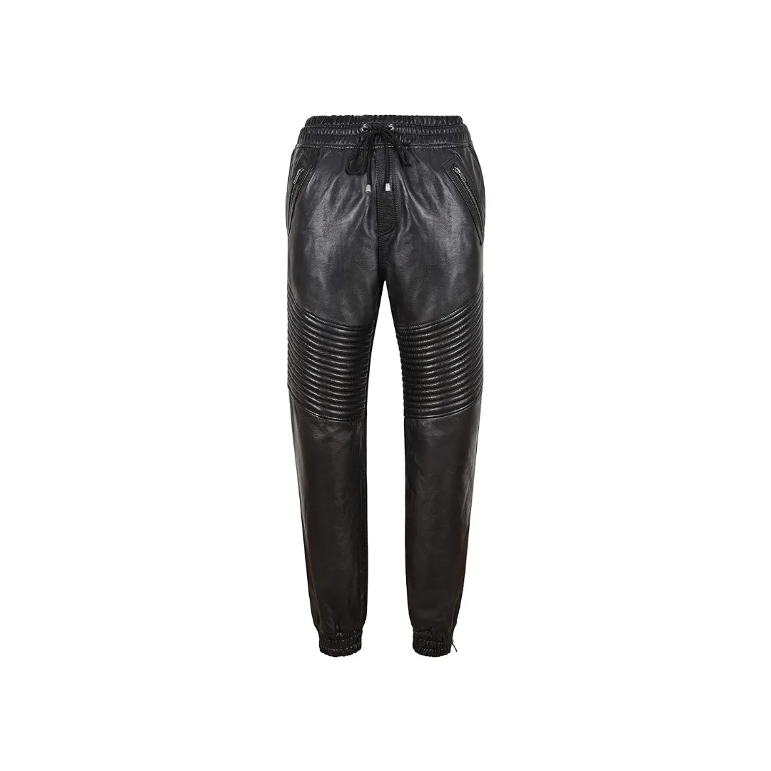 Leather Trousers Quilted Track Pants