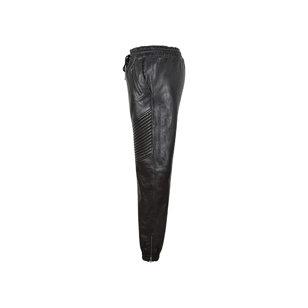 Leather Trousers Quilted Track Pants