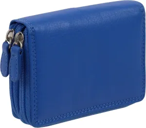 Leather Unisex Credit Card Concertina Purse, Cobalt, Casual