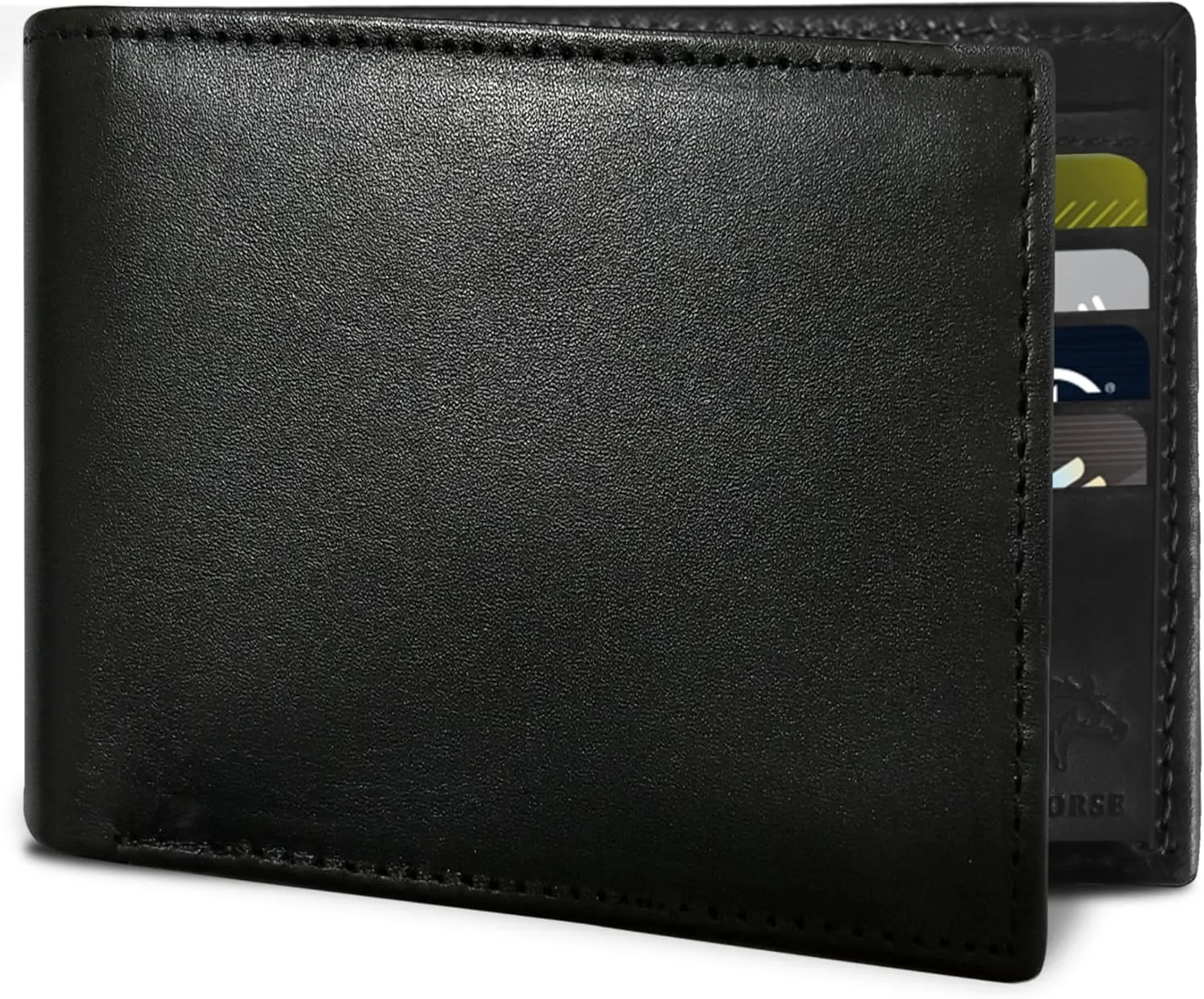Leather Wallet for Men, RFID Wallet, Hold upto 14 Cards, 2 ID Windows, 2 Money Pockets, Slim Bifold Wallet for Men