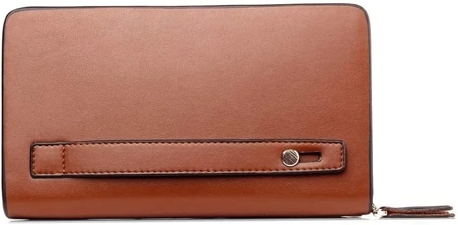 Leather Wallet Pu Leather Wallet Fashion Large Capacity Long Purse Clutch for Men and Women Retro Business Casual Coin Pocket Large Capacity (Brown,12x20.5cm)