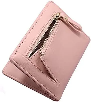 Leather Wallet Pu Leather Women's Wallet Fashion Short Purse Clutch for Girls Students Large Capacity Portable Coin Pocket Large Capacity (Pk,9x11cm)