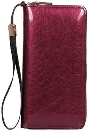 Leather Wallet Pu Leather Women's Wallet Large Capacity Long Zipper Purse Clutch for Women's Fashion Vintage Leather Coin Pocket Large Capacity (Re 1,10x19.5cm)