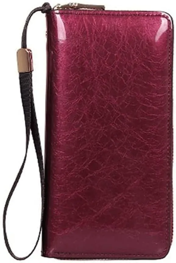 Leather Wallet Pu Leather Women's Wallet Large Capacity Long Zipper Purse Clutch for Women's Fashion Vintage Leather Coin Pocket Large Capacity (Re 1,10x19.5cm)