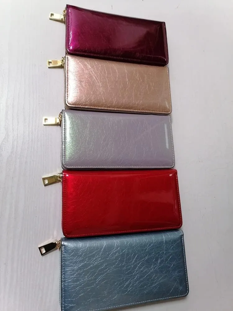 Leather Wallet Pu Leather Women's Wallet Large Capacity Long Zipper Purse Clutch for Women's Fashion Vintage Leather Coin Pocket Large Capacity (Re 1,10x19.5cm)