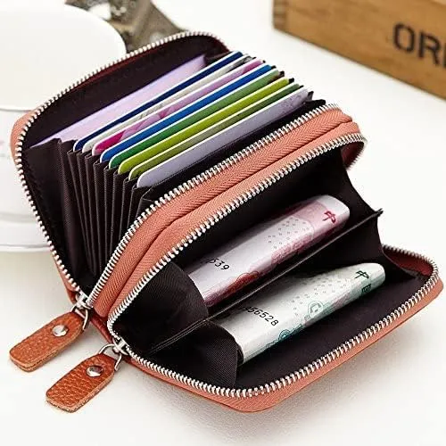 Leather Wallet Pu Leather Women's Wallet Retro Fashion Short Purse Clutch for Girls Ladies Business Card Holder Coin Pocket Large Capacity (Red,8.5x10.5cm)