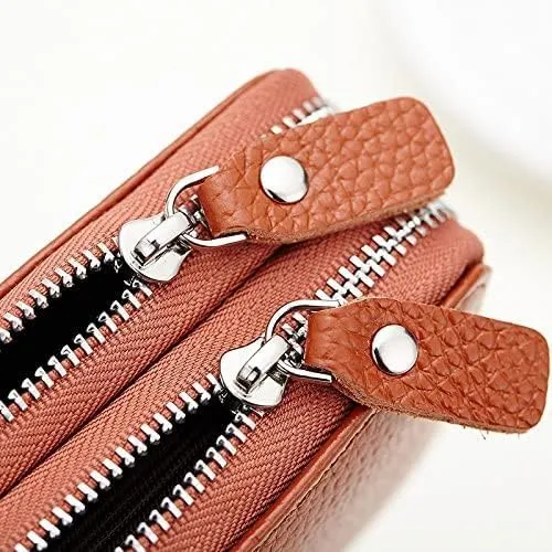 Leather Wallet Pu Leather Women's Wallet Retro Fashion Short Purse Clutch for Girls Ladies Business Card Holder Coin Pocket Large Capacity (Red,8.5x10.5cm)