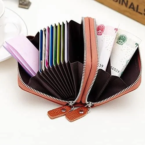 Leather Wallet Pu Leather Women's Wallet Retro Fashion Short Purse Clutch for Girls Ladies Business Card Holder Coin Pocket Large Capacity (Red,8.5x10.5cm)