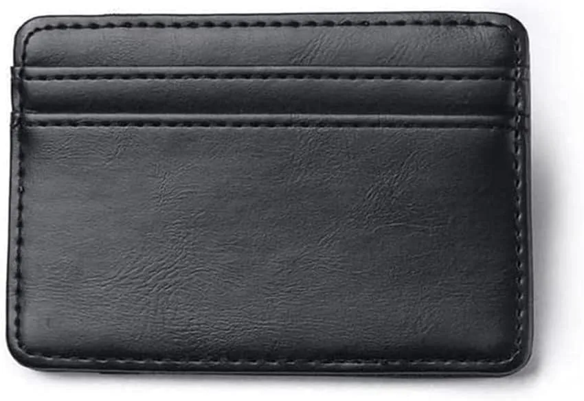 Leather Wallet Pu Leather Women's Wallet Ultra-Thin Mini Portable Purse Clutch Fashion Retro Short Small Coin Pocket Card Holder Large Capacity (Black,7x10cm)