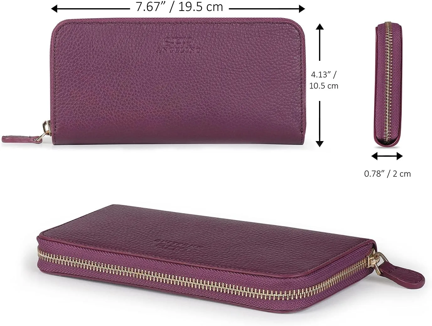 Leather Zippered Clutch with Phone Compatible Slots