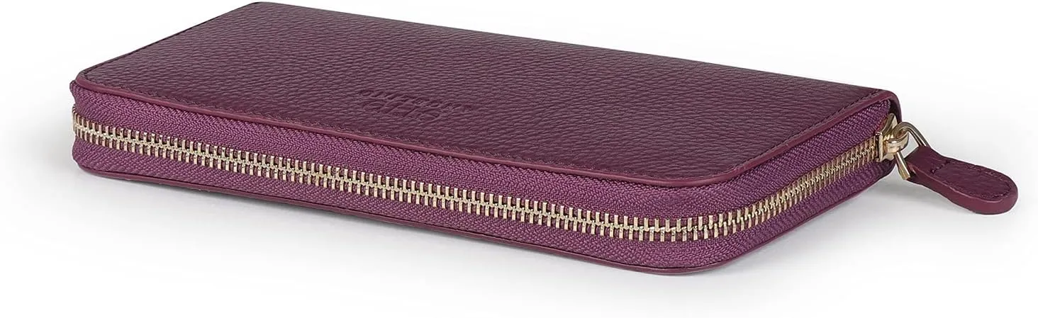Leather Zippered Clutch with Phone Compatible Slots