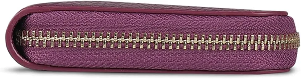 Leather Zippered Clutch with Phone Compatible Slots