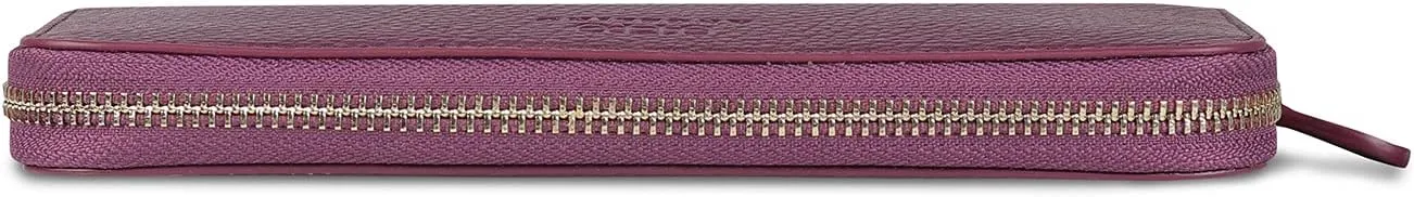 Leather Zippered Clutch with Phone Compatible Slots