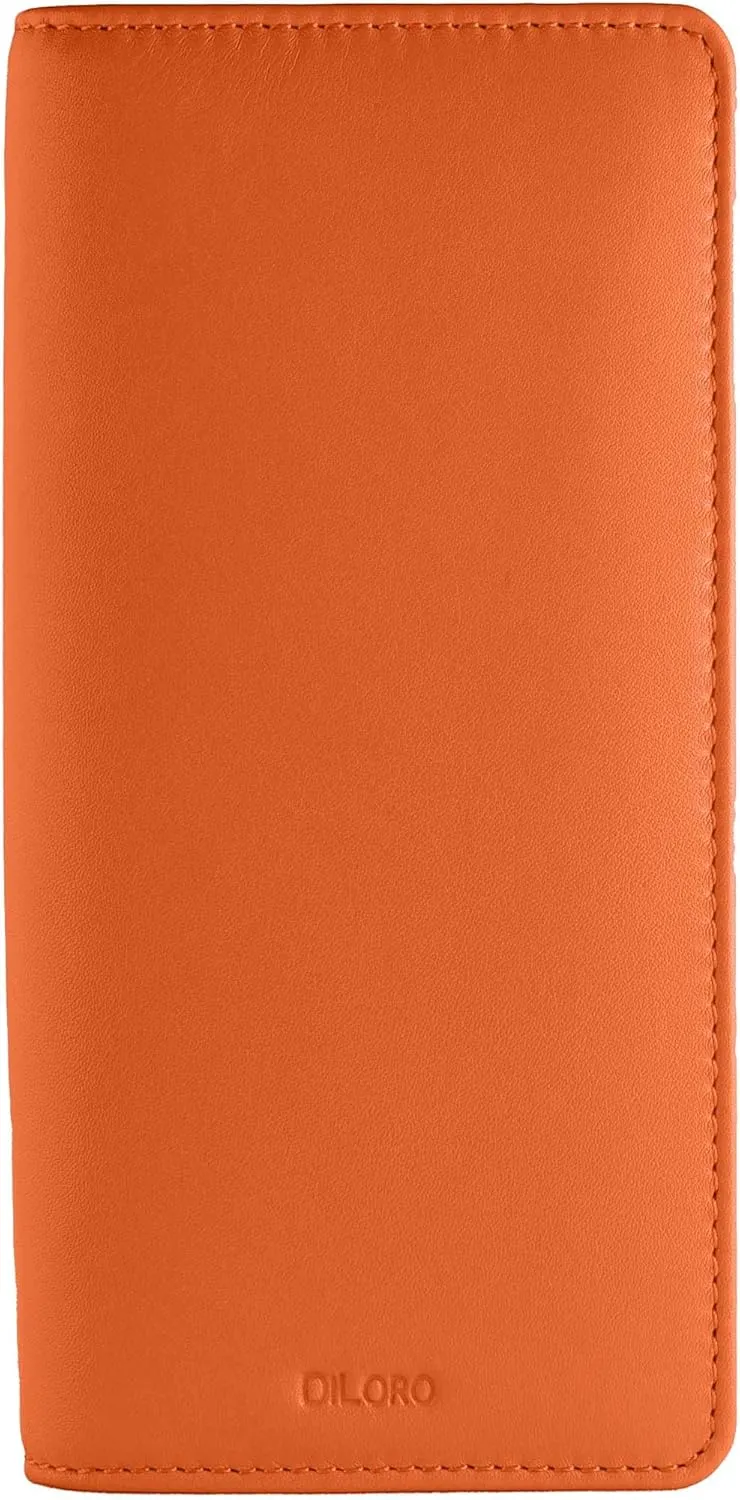 Leather Zippered Triple or Quad Pen Case Pencil Pouch Holder for Three or Four Fountain Ballpoint Rollerball Pens or Glasses (Nappa Orange)