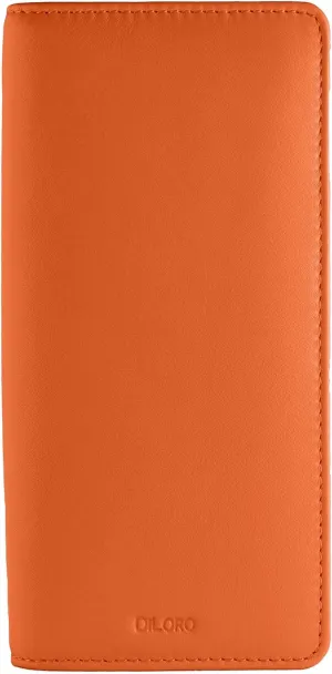 Leather Zippered Triple or Quad Pen Case Pencil Pouch Holder for Three or Four Fountain Ballpoint Rollerball Pens or Glasses (Nappa Orange)