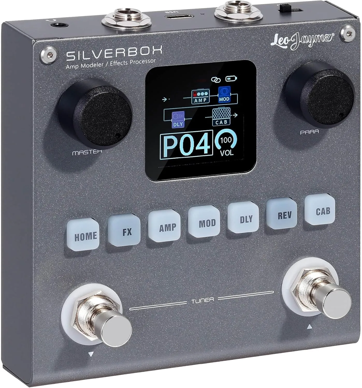 Leo Jaymz Portable Multi-Effects Guitar/Bass Amplifier Modeler Effects Processor with 6 Effects Modules, 80 Editable Presets & Rechargeable Battery