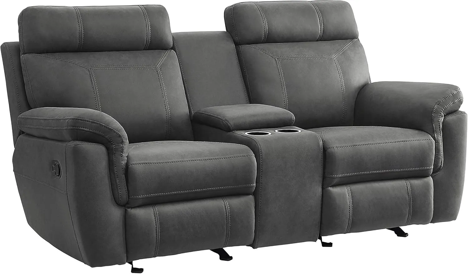 Lexicon Valois Double Glider Reclining Loveseat, Gray