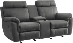 Lexicon Valois Double Glider Reclining Loveseat, Gray