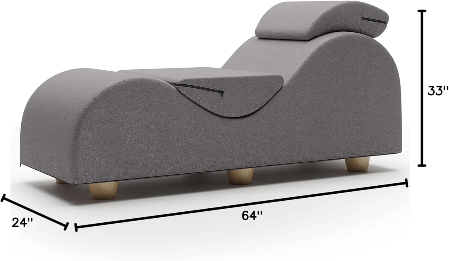 Liberator Esse Lounger II Luxurious Lounger w/Wood Feet, Ultraleather Iron Grey