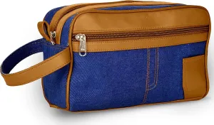 Liberty Leather - Canvas/Genuine Sheep Nappa Leather Unisex Luxury Toiletry Travel Bag | Bathroom Organizer with Multiple Compartments for Men and Women | Portable Cosmetic Case for Traveling Dopp Kit