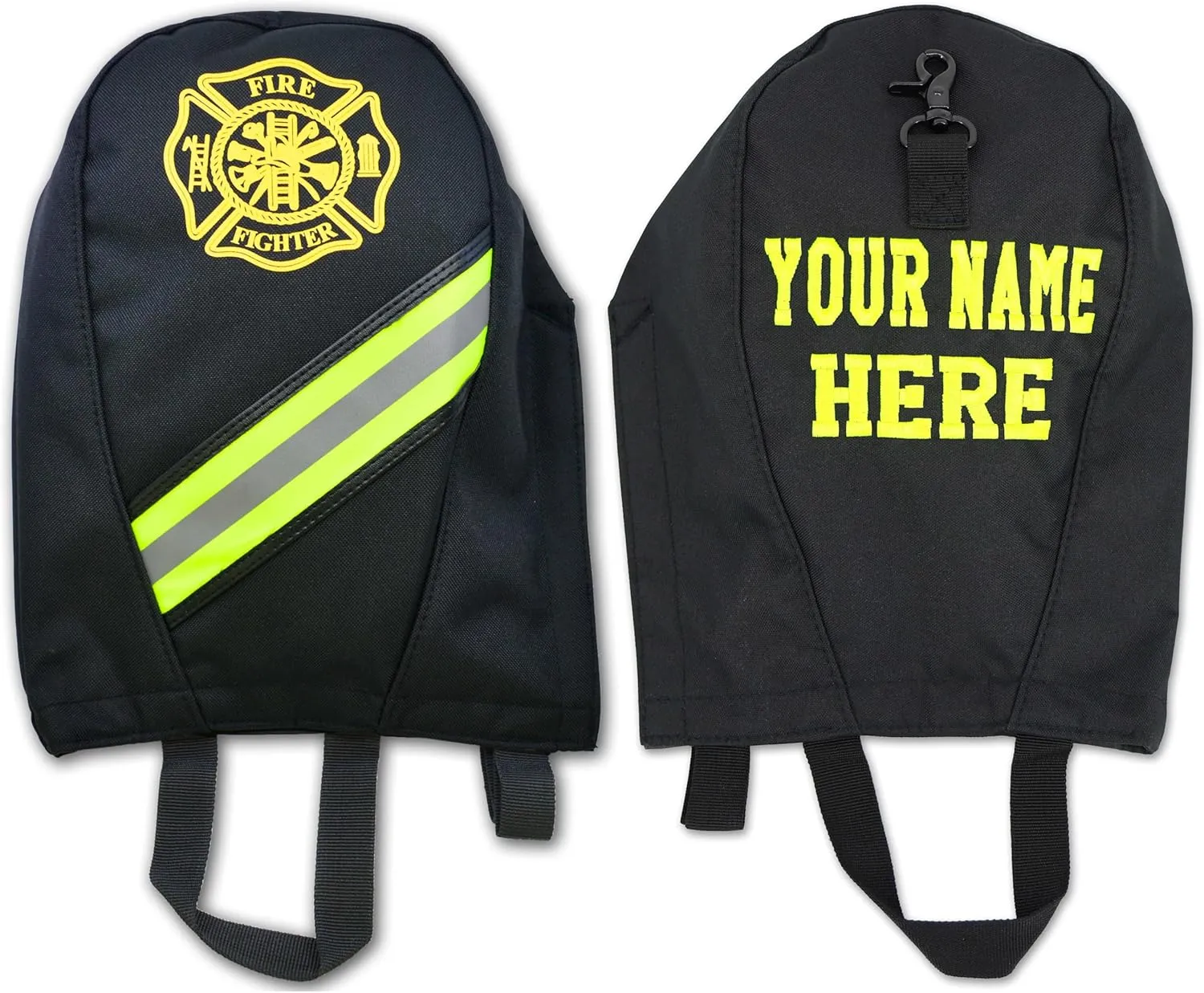 Lightning X Customizable Firefighter SCBA Air Pak Respirator Face Piece Mask Bag w/Embroidered Name - BLACK
