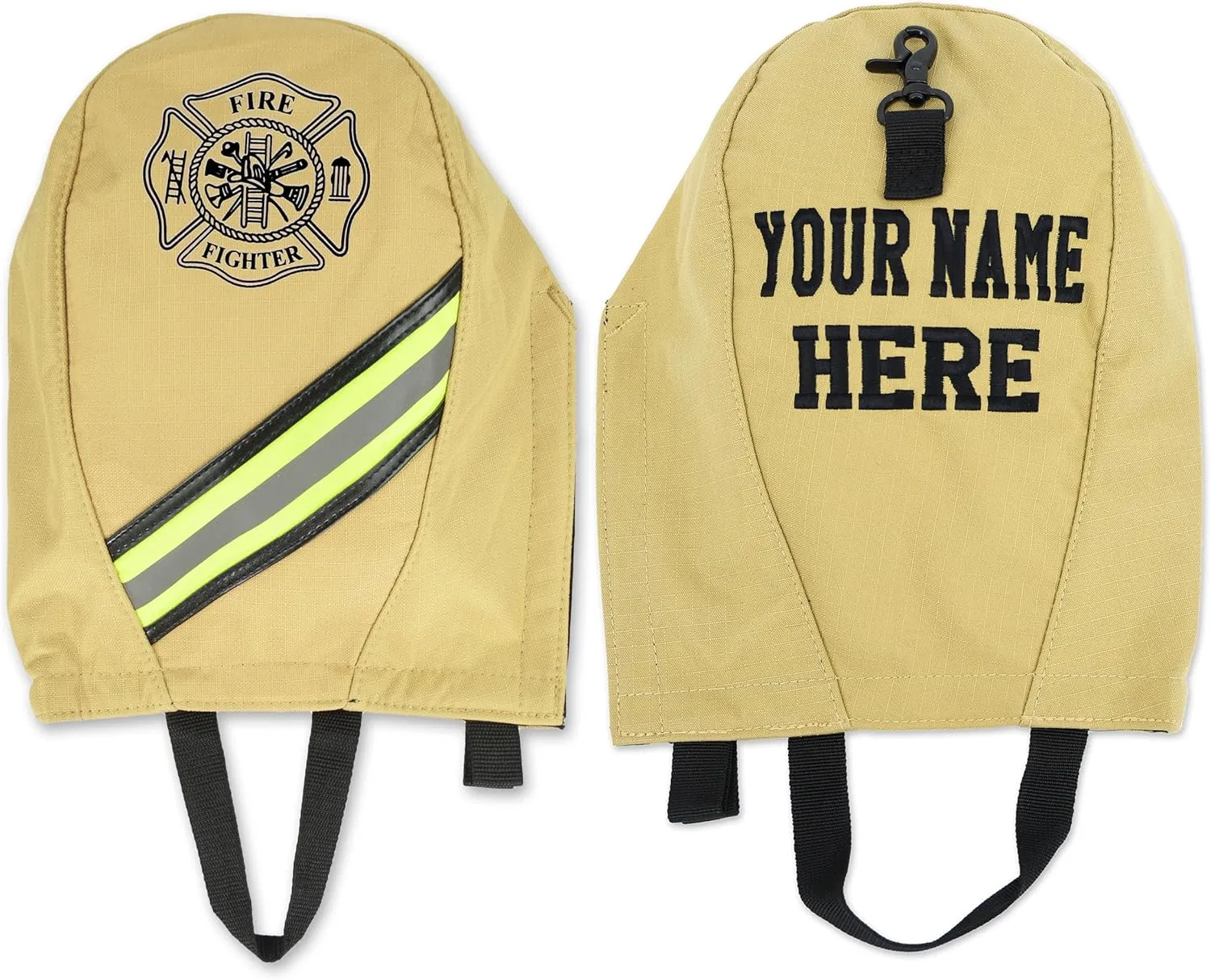 Lightning X Customizable Firefighter SCBA Mask Bag, Fleece Lined w/Embroidered Name - Ripstop Turnout Tan