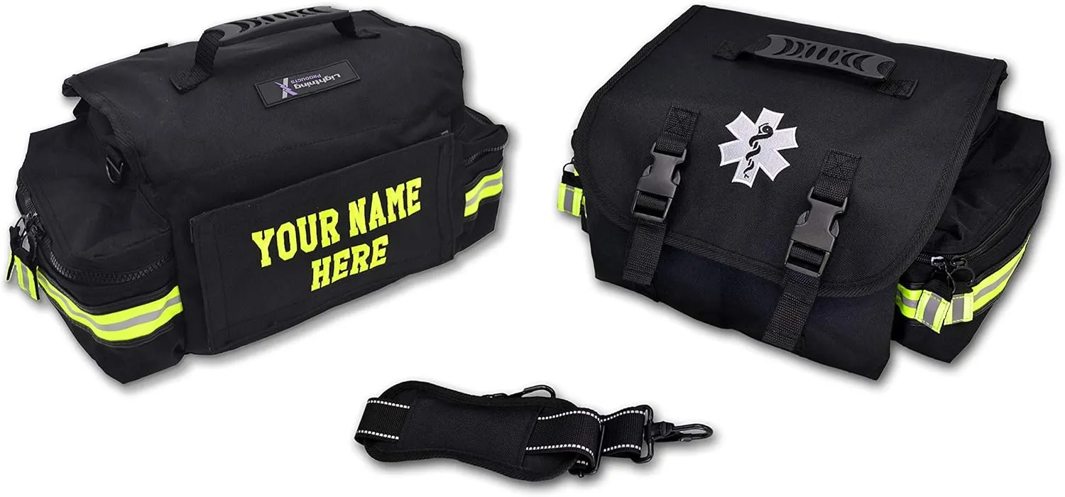 Lightning X Customizable Small Medic First Responder EMT Trauma Bag w/Embroidered Name Patch - Black