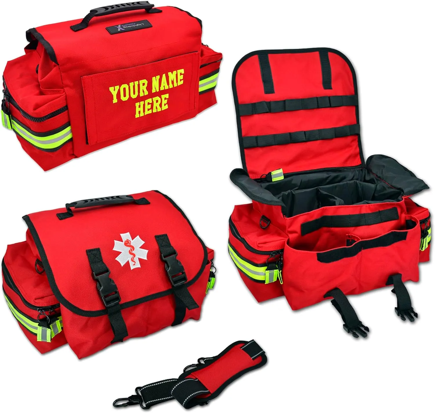 Lightning X Customizable Small Medic First Responder EMT Trauma Bag w/Embroidered Name Patch - RED