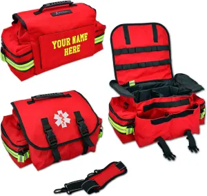 Lightning X Customizable Small Medic First Responder EMT Trauma Bag w/Embroidered Name Patch - RED