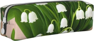 Lilies Of The Valley Pencil Case Pu Leather Cute Small Pencil Case Pencil Pouch Storage Bag With Zipper