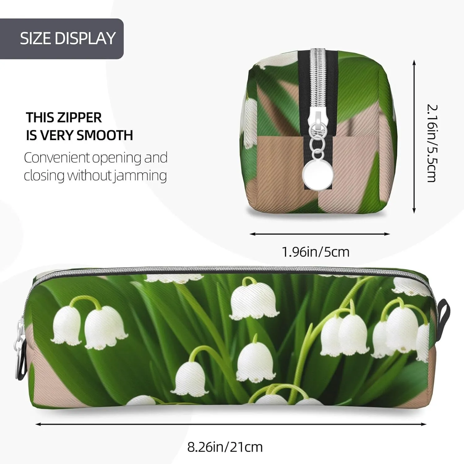 Lilies Of The Valley Pencil Case Pu Leather Cute Small Pencil Case Pencil Pouch Storage Bag With Zipper