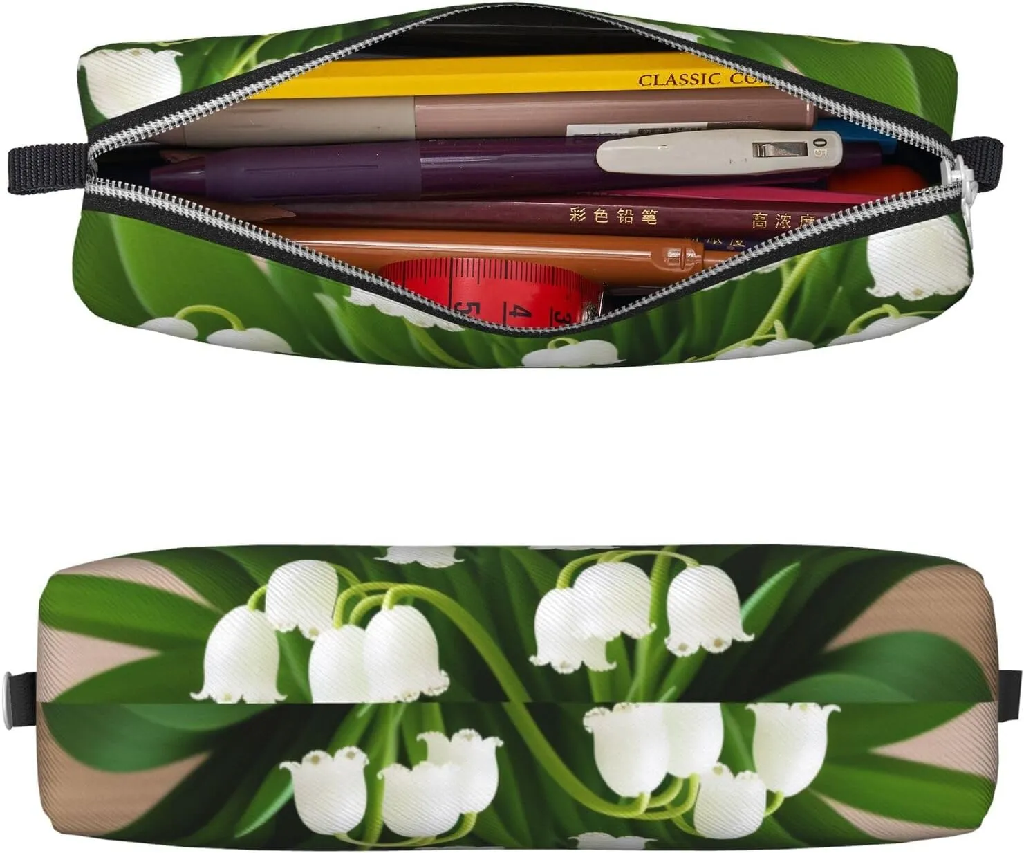 Lilies Of The Valley Pencil Case Pu Leather Cute Small Pencil Case Pencil Pouch Storage Bag With Zipper