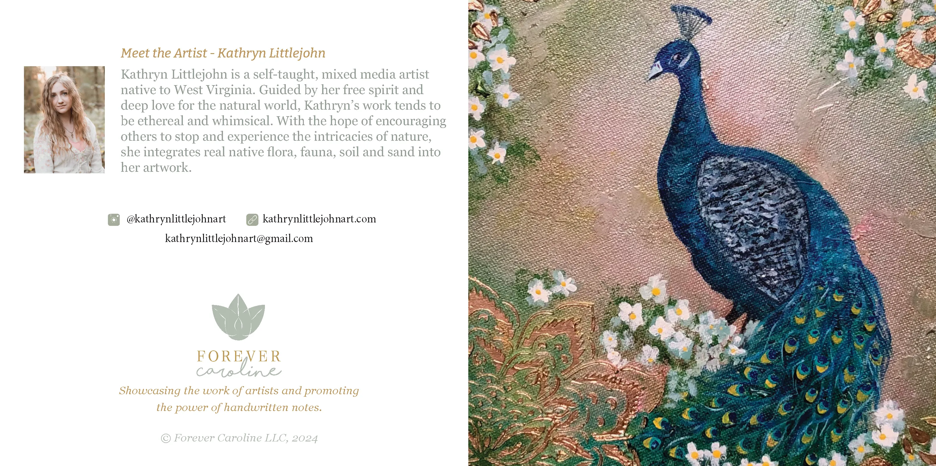 Littlejohn Peacock Tapestry Square All-Occasion Blank Notecard