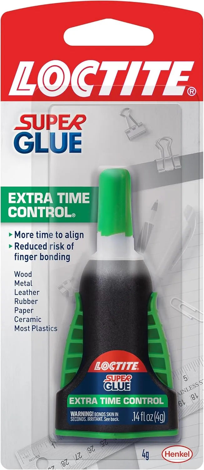 Loctite Super Glue Extra Time Control, Clear Superglue, Cyanoacrylate Adhesive Instant Glue - 0.14 fl oz Bottle, Pack of 6