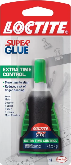 Loctite Super Glue Extra Time Control, Clear Superglue, Cyanoacrylate Adhesive Instant Glue - 0.14 fl oz Bottle, Pack of 6
