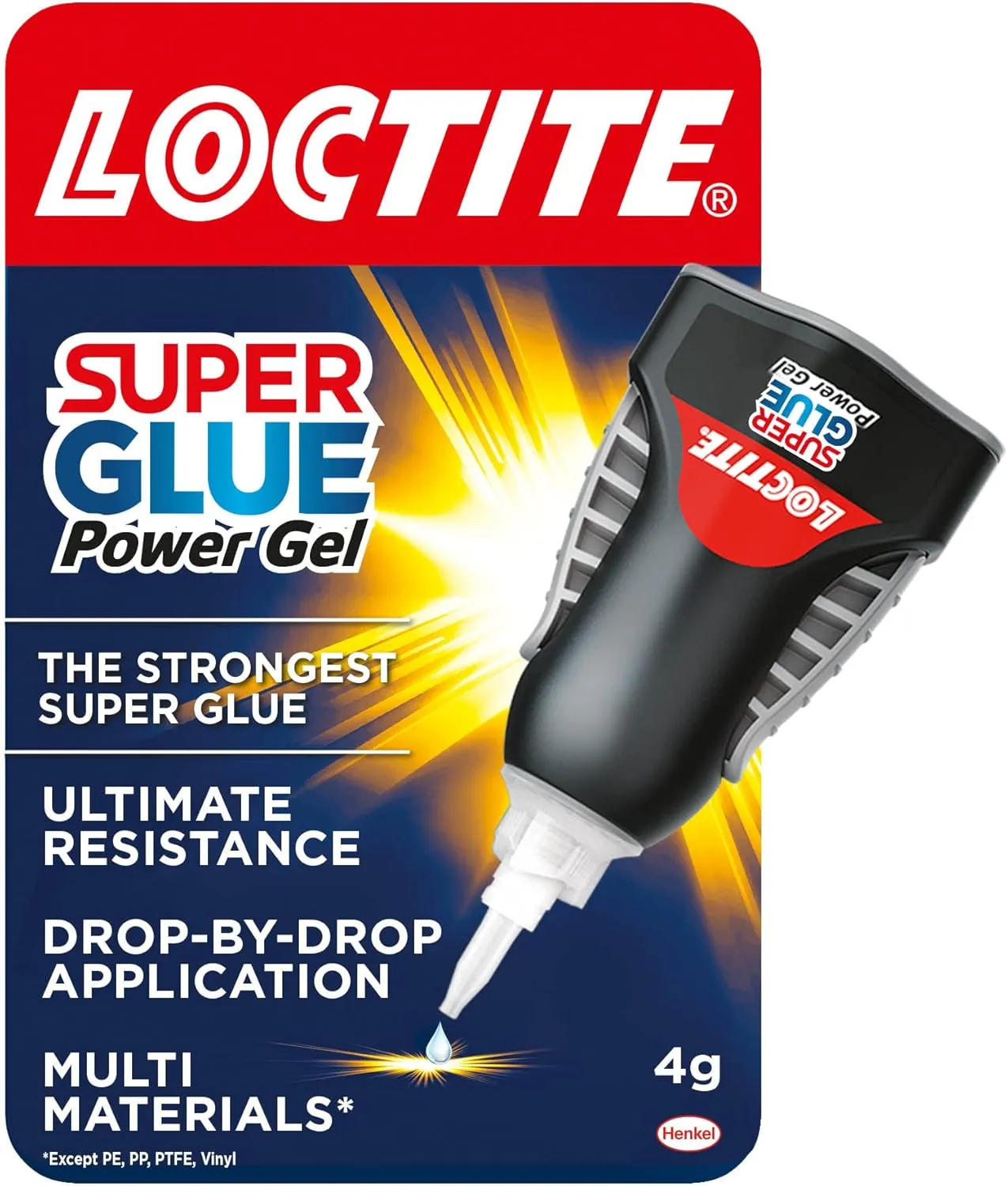 Loctite Super Glue Power Flex Control, Flexible Super Glue Gel, Superglue with Non-Drip Formula for Vertical Applications, Clear Glue with Precise Nozzle, 1x3 g