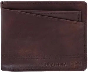 LONDON FOG Men's Leather Passcase Wallet with Removable Insert, Brown