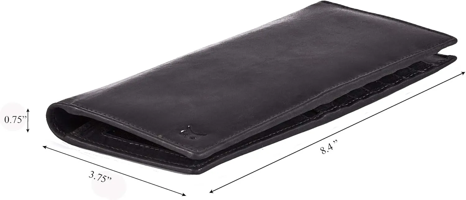 Long Wallet for Men Women Real Leather Bifold RFID Stylish Slim Handmade 2 ID Window Credit Card Holder in Gift Box