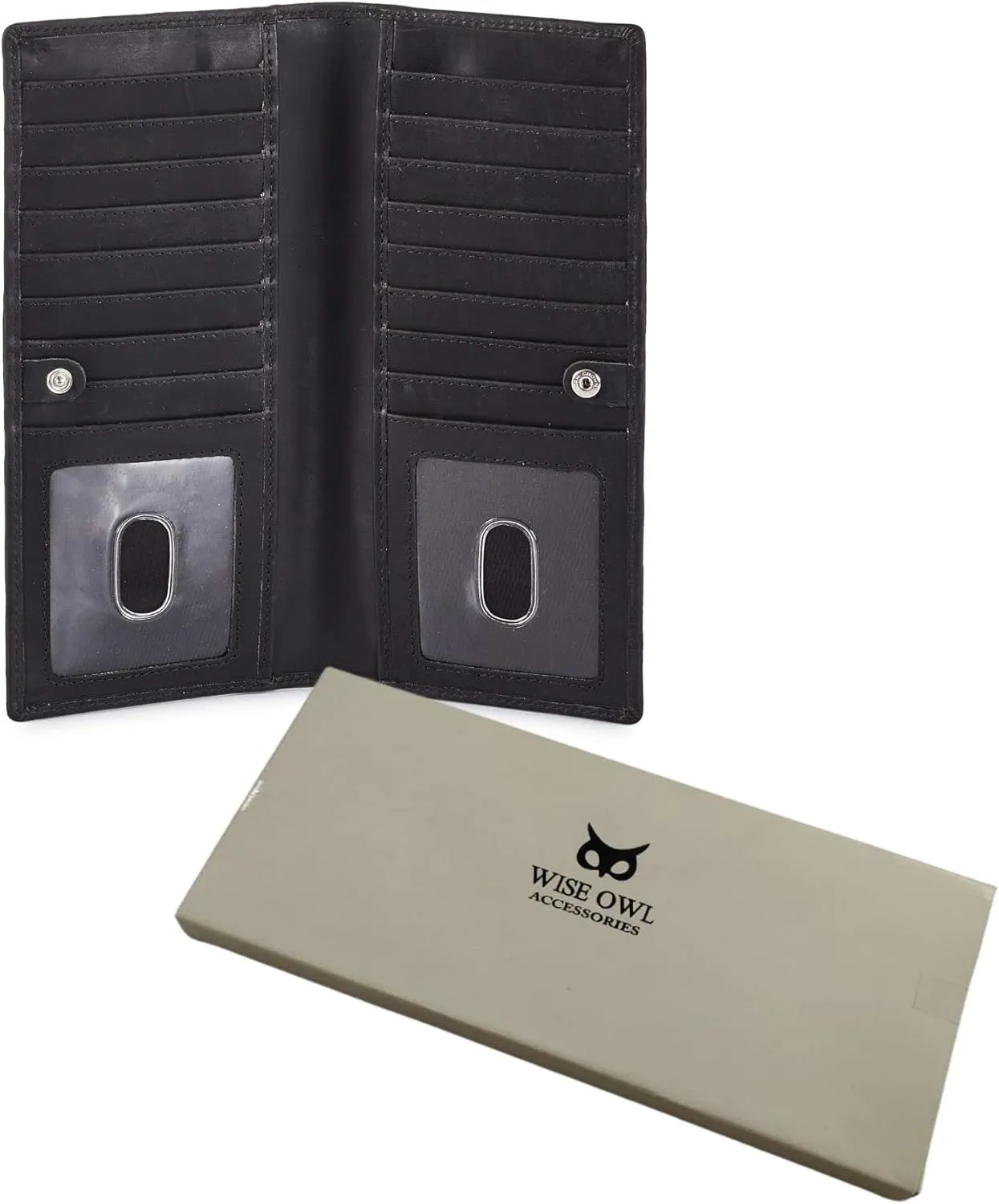 Long Wallet for Men Women Real Leather Bifold RFID Stylish Slim Handmade 2 ID Window Credit Card Holder in Gift Box