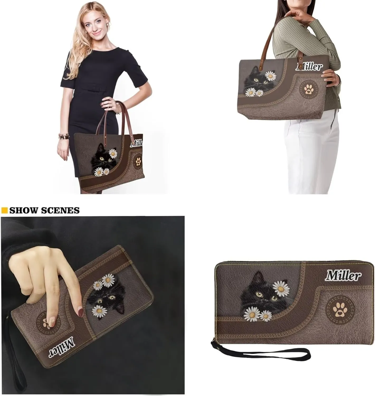 Lotusorchid Custom Tote Bag Name for Women, Satchel Handbag with Wrist Strap Wallet, Women Handbags Top Handle Satchel Purse