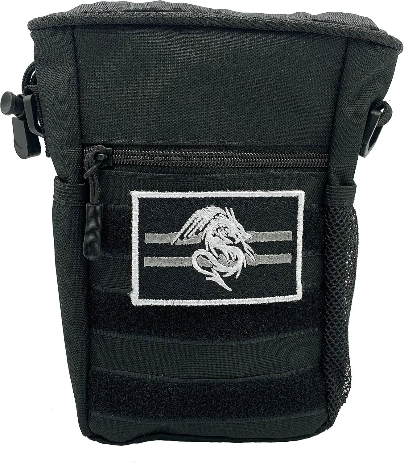 Luck Lab DND Drawstring Dice Bag with Removable Dragon Patch - Multiple Pockets and Large Dice Storage Area (200   dice) for Dungeons and Dragons (d&d),RPG, MTG and All Table Top Gaming- Black