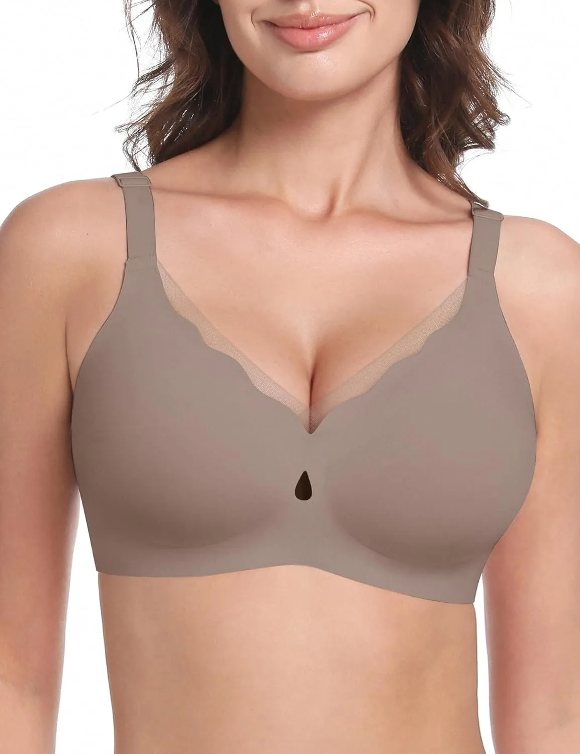 LUCKMEEY Bras for Women No Underwire Wireless Mesh Seamless T-Shirt Bra Full Coverage Push up Comfortable Everyday Bra