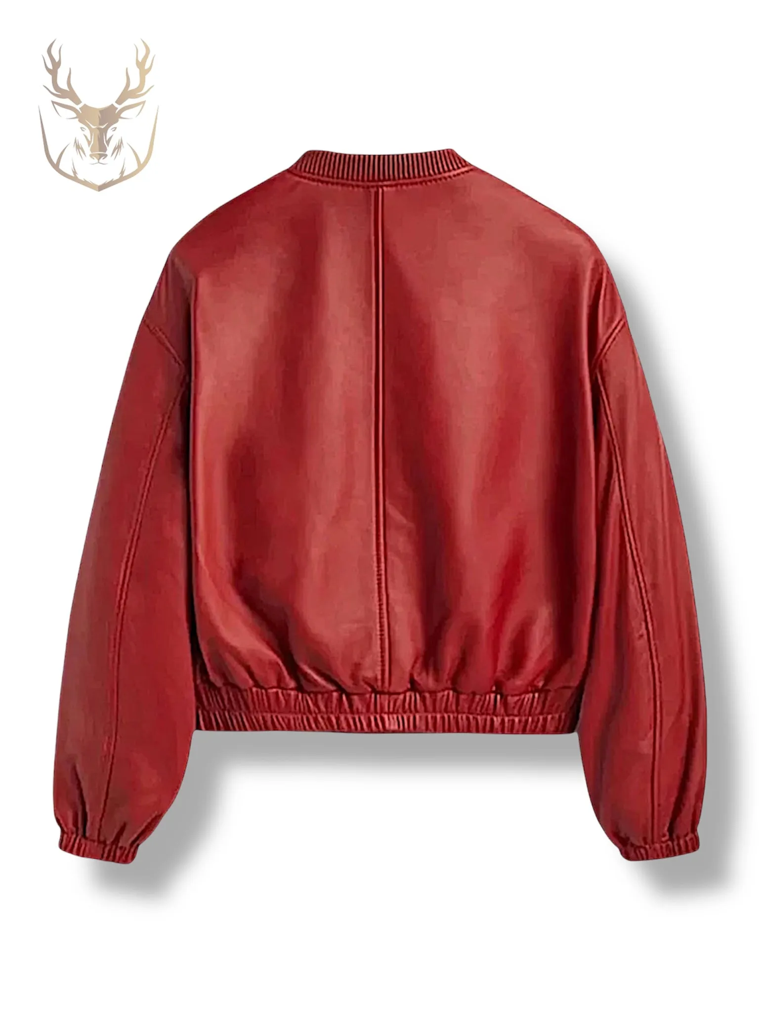 LuxeAura's Red Leather Bomber Jacket For Women