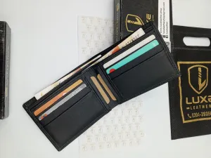 LuxeLeather Analin Cow Leather Wallet - Black | 6 Card Holders, 4 Secret Compartments, 2 Cash Compartments | LLBF03