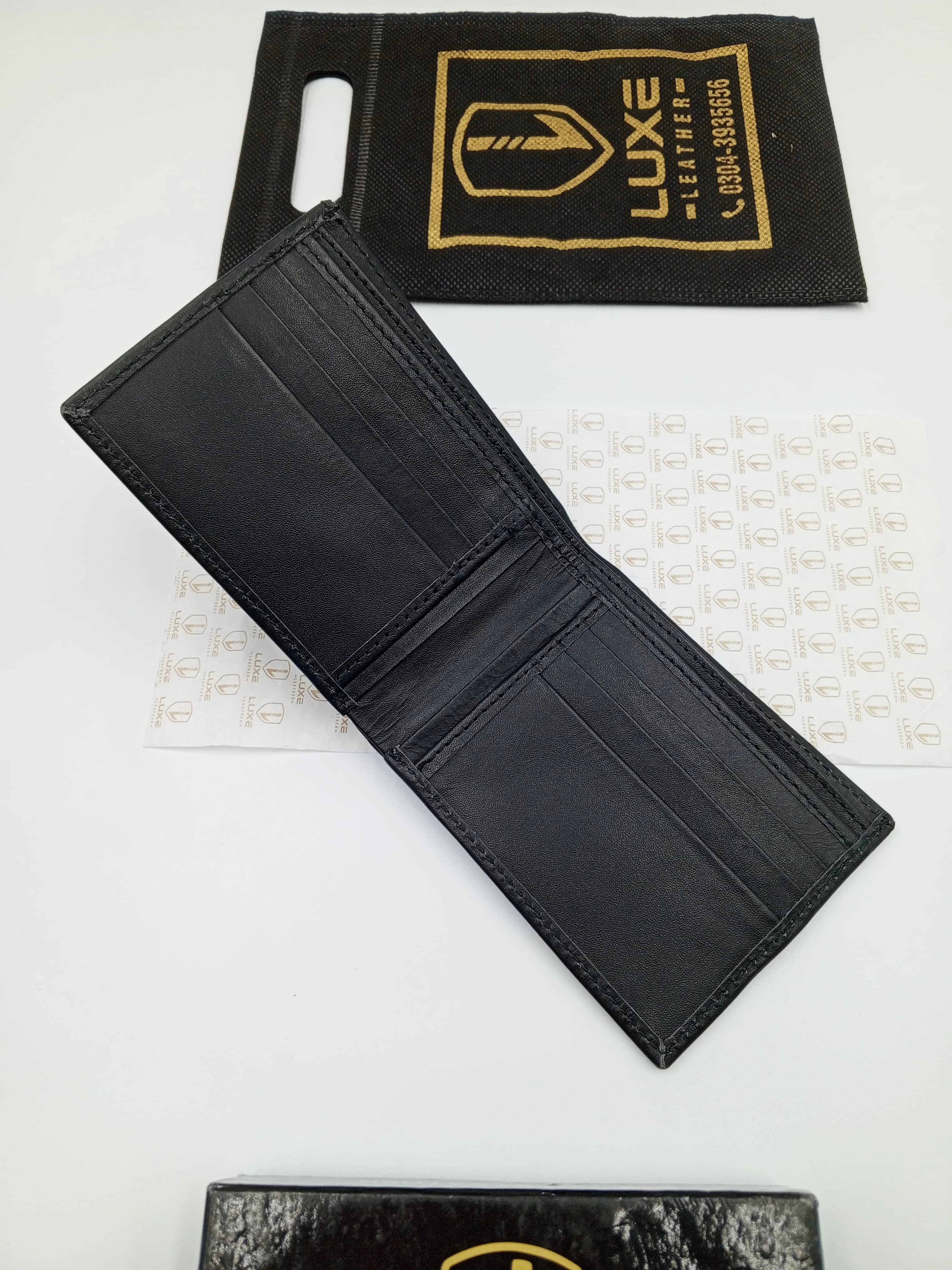 LuxeLeather Analin Cow Leather Wallet - Black | 6 Card Holders, 4 Secret Compartments, 2 Cash Compartments | LLBF03